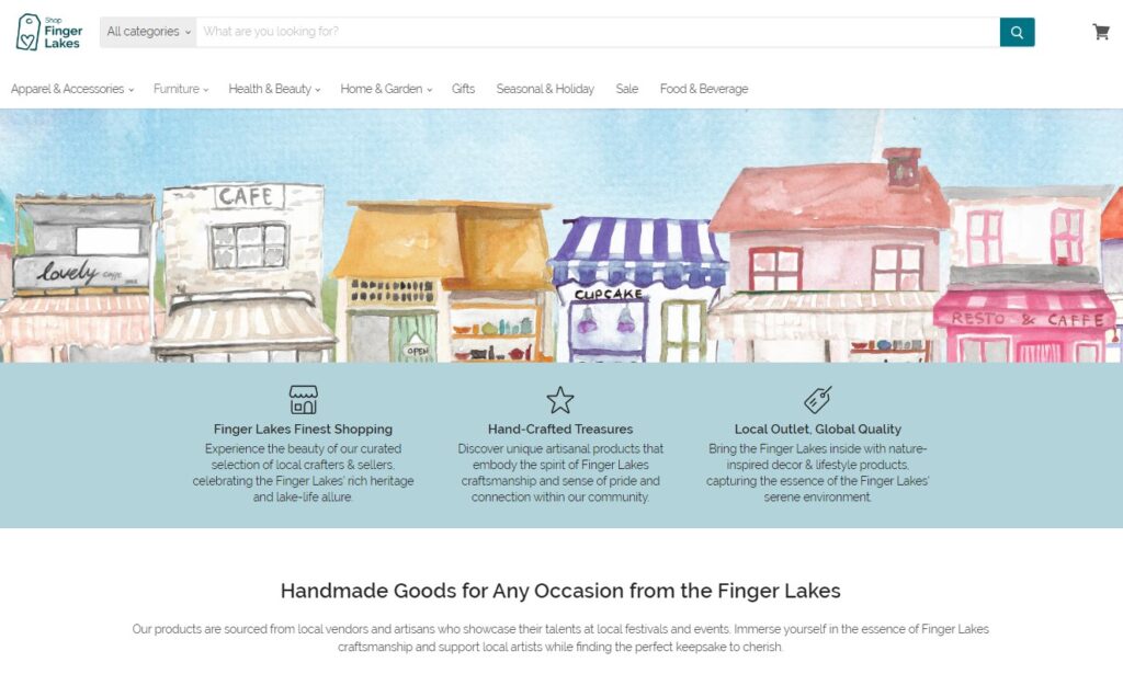 Shop Finger Lakes online marketplace for hand made products